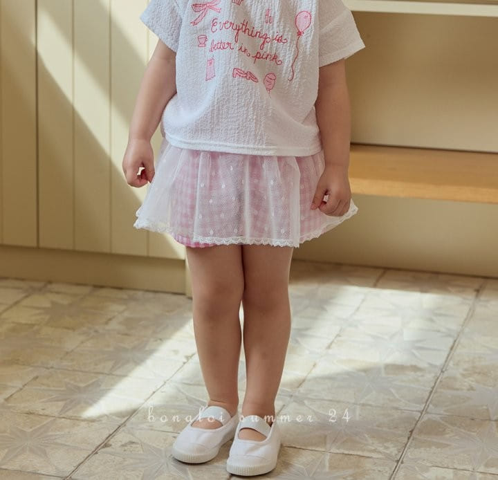 Bonaloi - Korean Children Fashion - #kidsstore - Check Mesh Skirt Pants