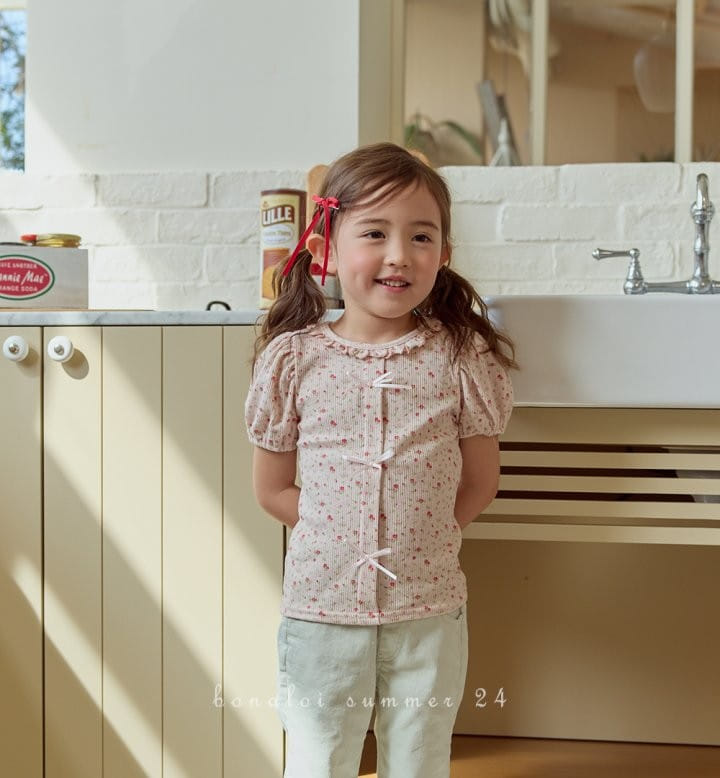 Bonaloi - Korean Children Fashion - #littlefashionista - Eyelet Ribbon Tee - 8