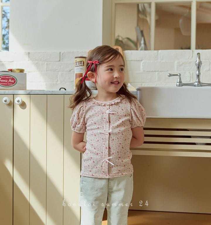 Bonaloi - Korean Children Fashion - #magicofchildhood - Eyelet Ribbon Tee - 9