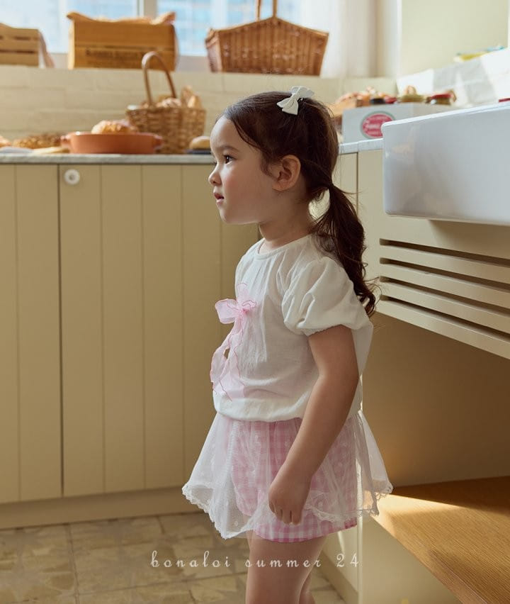 Bonaloi - Korean Children Fashion - #magicofchildhood - Check Mesh Skirt Pants - 5