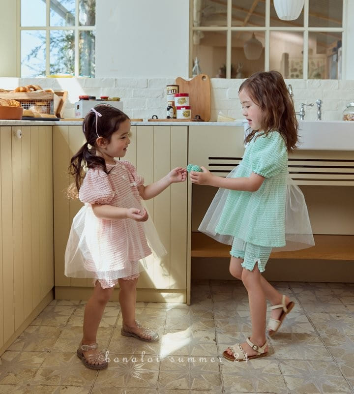 Bonaloi - Korean Children Fashion - #minifashionista - Sha Sha Ribbon Ping Top Bottom Set - 2