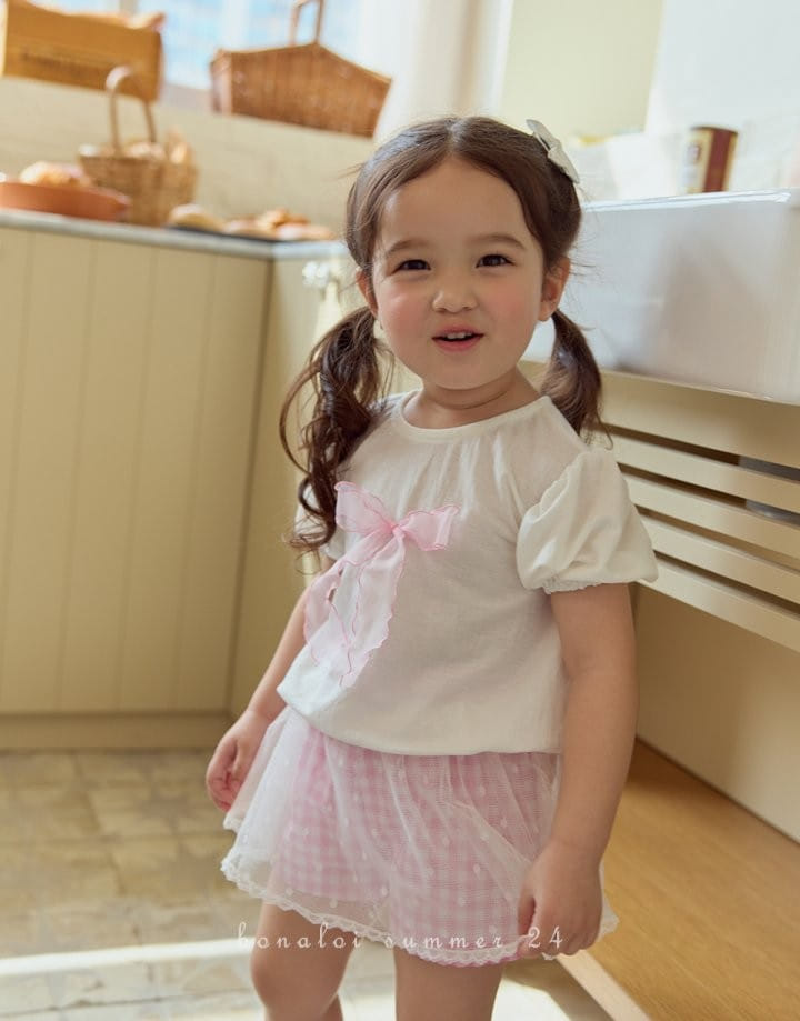 Bonaloi - Korean Children Fashion - #minifashionista - Check Mesh Skirt Pants - 6