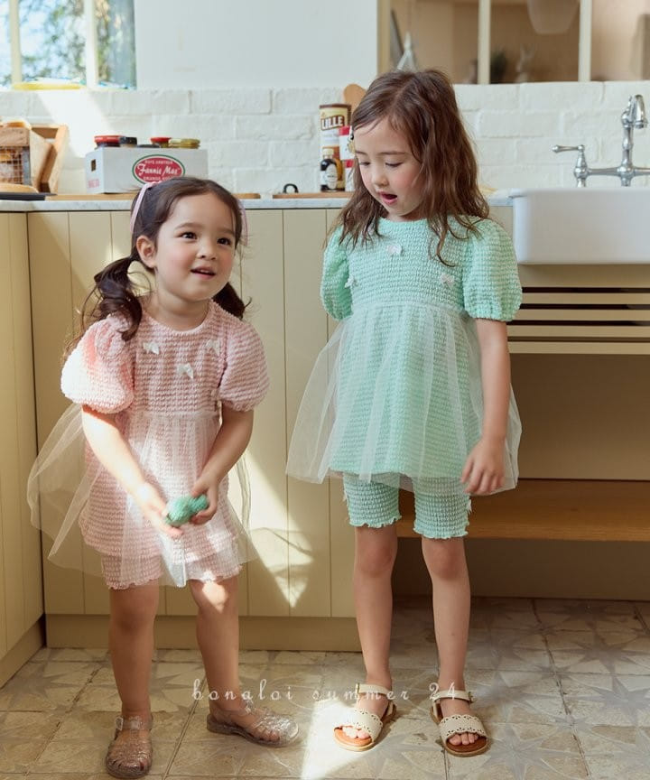 Bonaloi - Korean Children Fashion - #prettylittlegirls - Sha Sha Ribbon Ping Top Bottom Set - 3