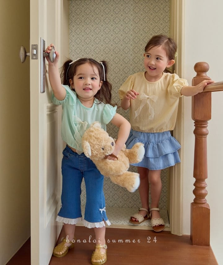 Bonaloi - Korean Children Fashion - #prettylittlegirls - Petite Puff Ribbon Tee - 3