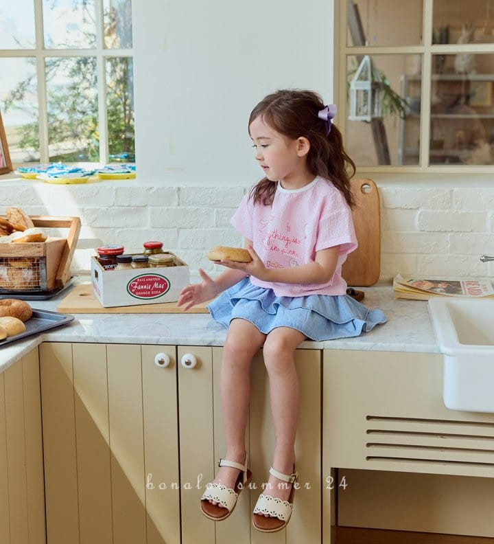 Bonaloi - Korean Children Fashion - #stylishchildhood - Pink Chu Paint Tee - 3