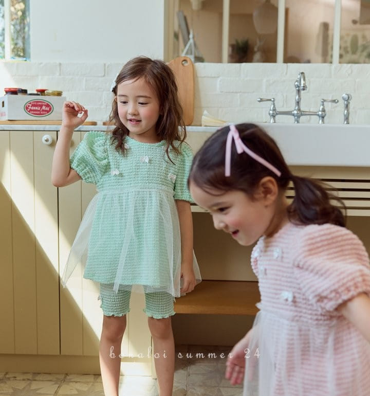 Bonaloi - Korean Children Fashion - #prettylittlegirls - Sha Sha Ribbon Ping Top Bottom Set - 4