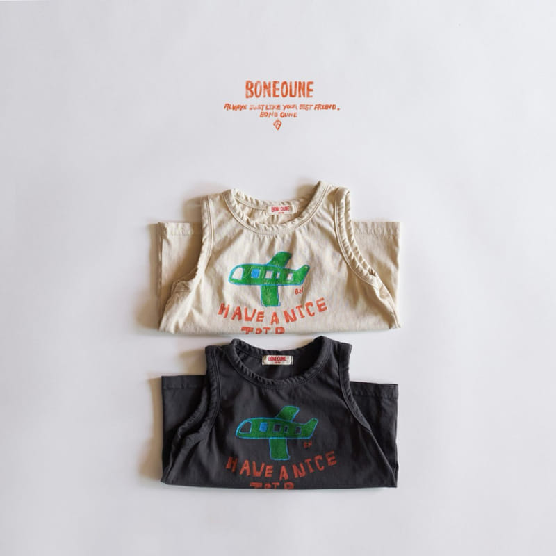 Boneoune - Korean Children Fashion - #childofig - plane Non Sleeve Tee