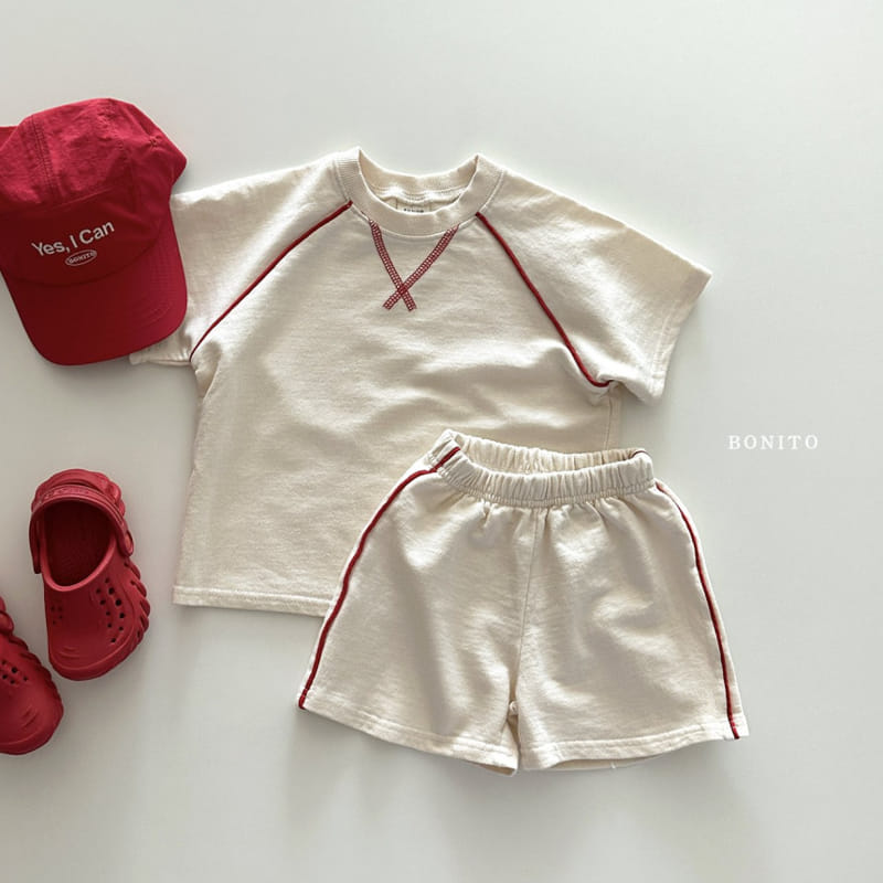 Bonito - Korean Baby Fashion - #babyfashion - Bbing Line Guy Top Bottom Set - 6