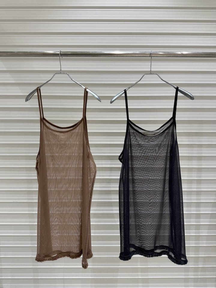 Bricklane - Korean Women Fashion - #vintageinspired - Layered Mesh Sleeveless Tee