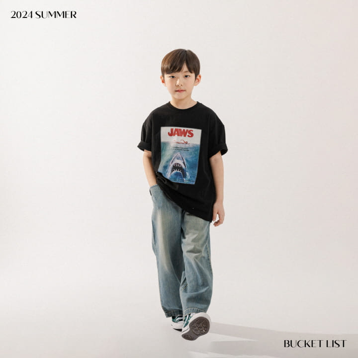 Bucket List - Korean Children Fashion - #littlefashionista - Jaws Printing Short Sleeve Tee - 3