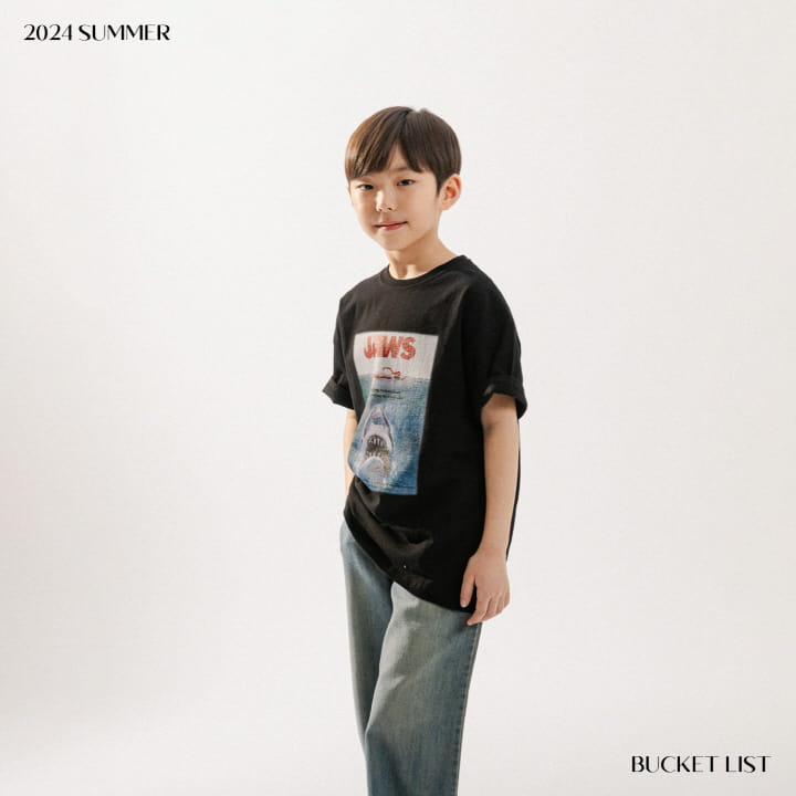 Bucket List - Korean Children Fashion - #prettylittlegirls - Jaws Printing Short Sleeve Tee - 6