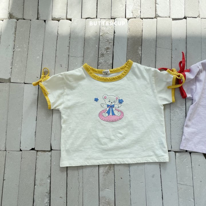 Buttercup - Korean Children Fashion - #fashionkids - Bear Ribbon Sleeve Tee - 8