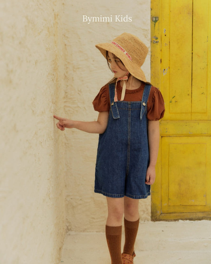 Bymimi - Korean Children Fashion - #kidzfashiontrend - Linen Denim Dungarees Pants - 3