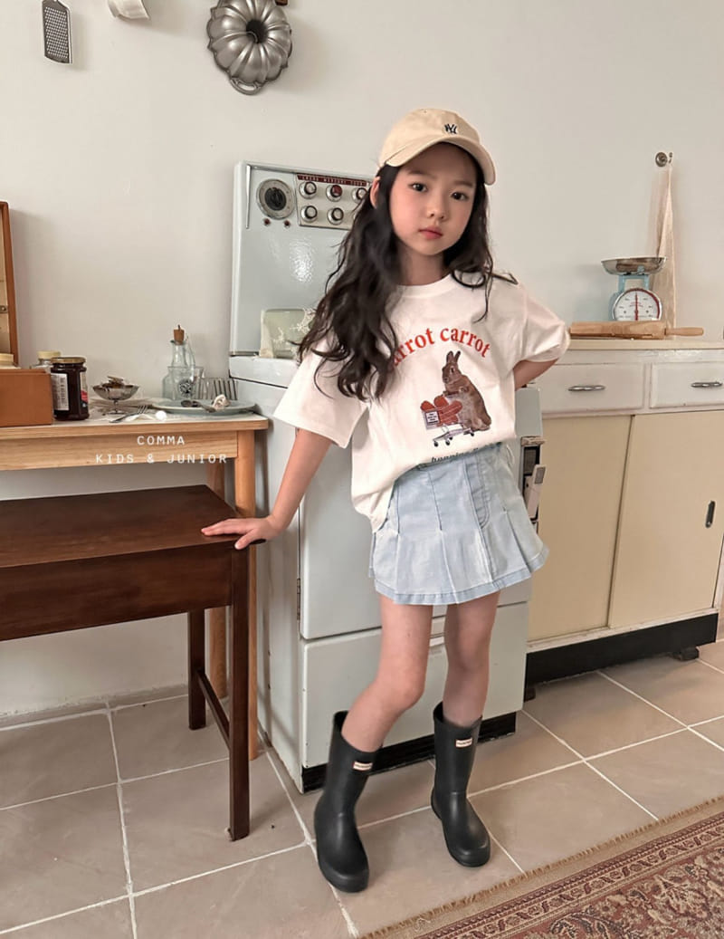 Comma - Korean Children Fashion - #minifashionista - Denim Wrinkle Skirt - 11