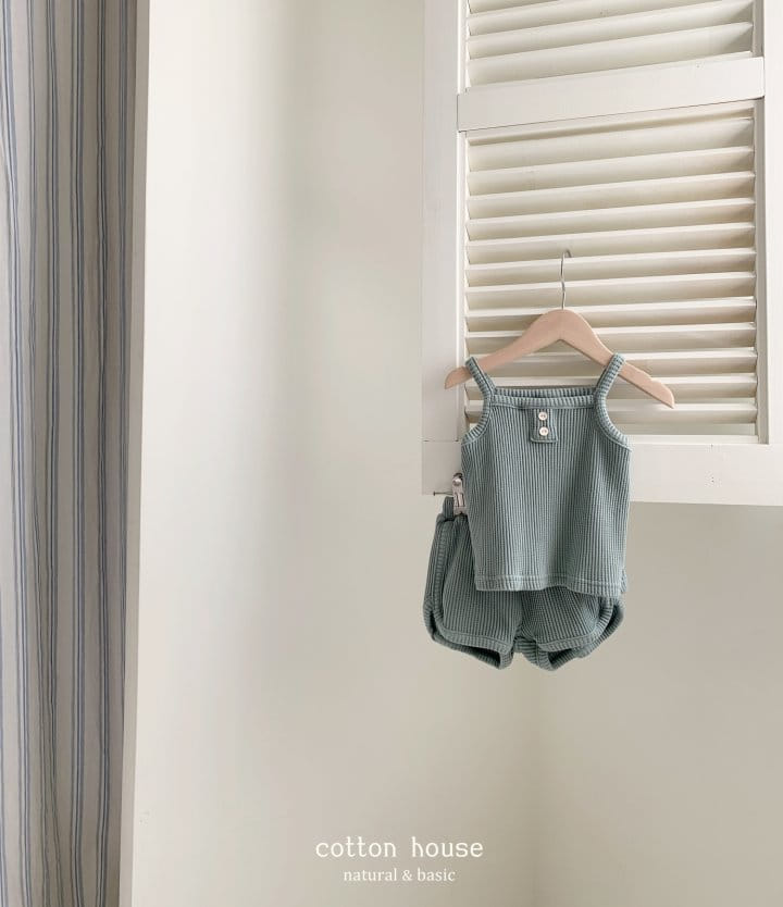 Cotton House - Korean Children Fashion - #Kfashion4kids - Waffle Sleeveless Top Bottom Set - 9