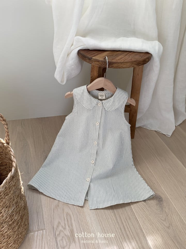 Cotton House - Korean Children Fashion - #childofig - ST Collar Sleeveless One-Piece - 5