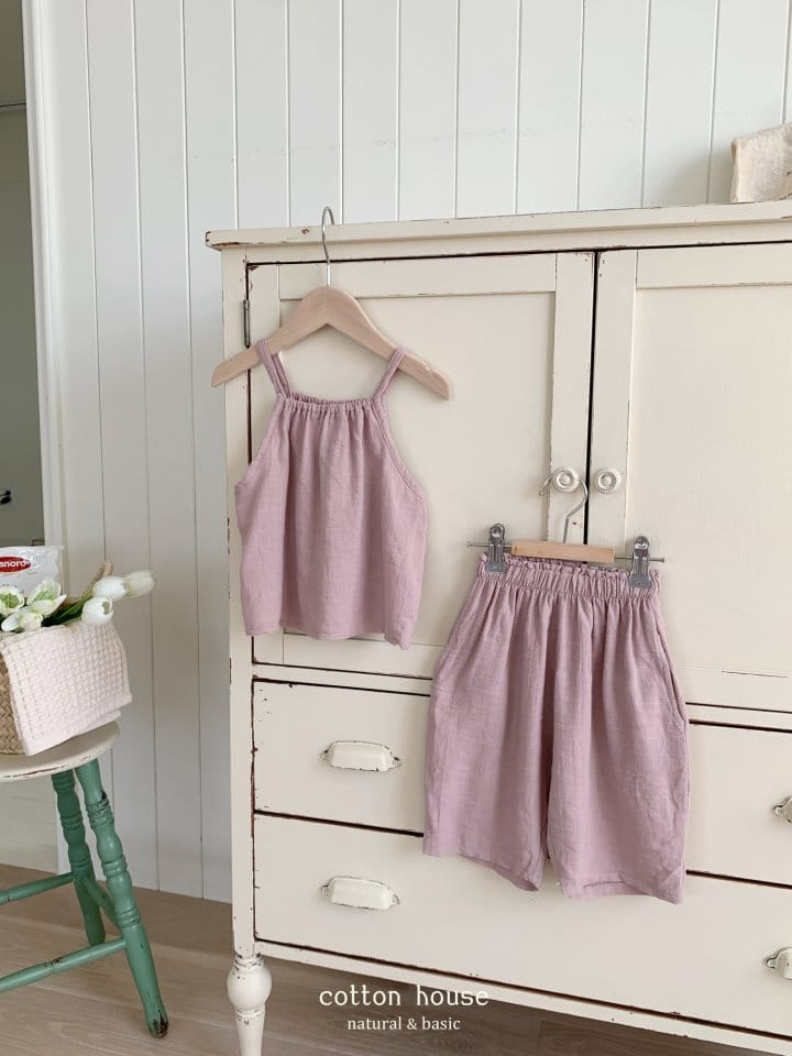 Cotton House - Korean Children Fashion - #childrensboutique - String Sleeveless Top Bottom Set - 8