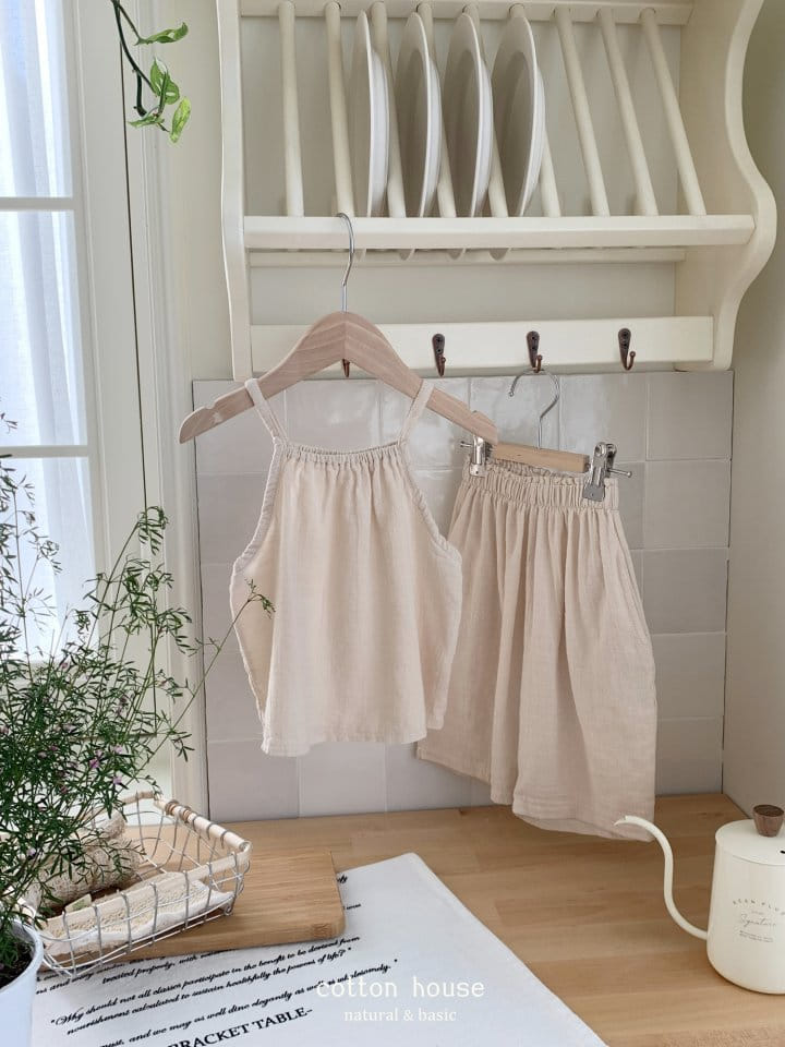 Cotton House - Korean Children Fashion - #designkidswear - String Sleeveless Top Bottom Set - 9