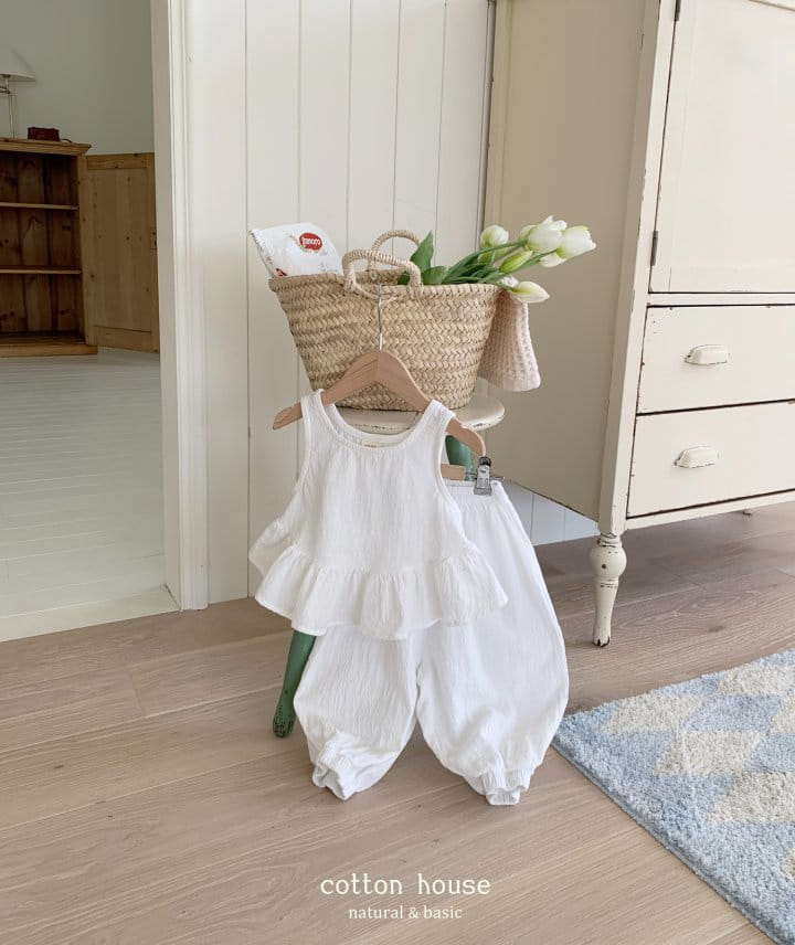Cotton House - Korean Children Fashion - #designkidswear - Frill Sleeveless Top Bottom Set - 2