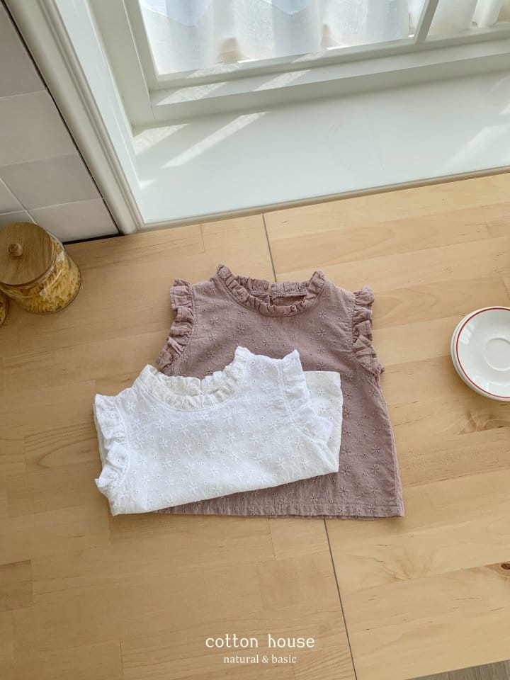 Cotton House - Korean Children Fashion - #discoveringself - Shirring Sleeveless Blouse - 5