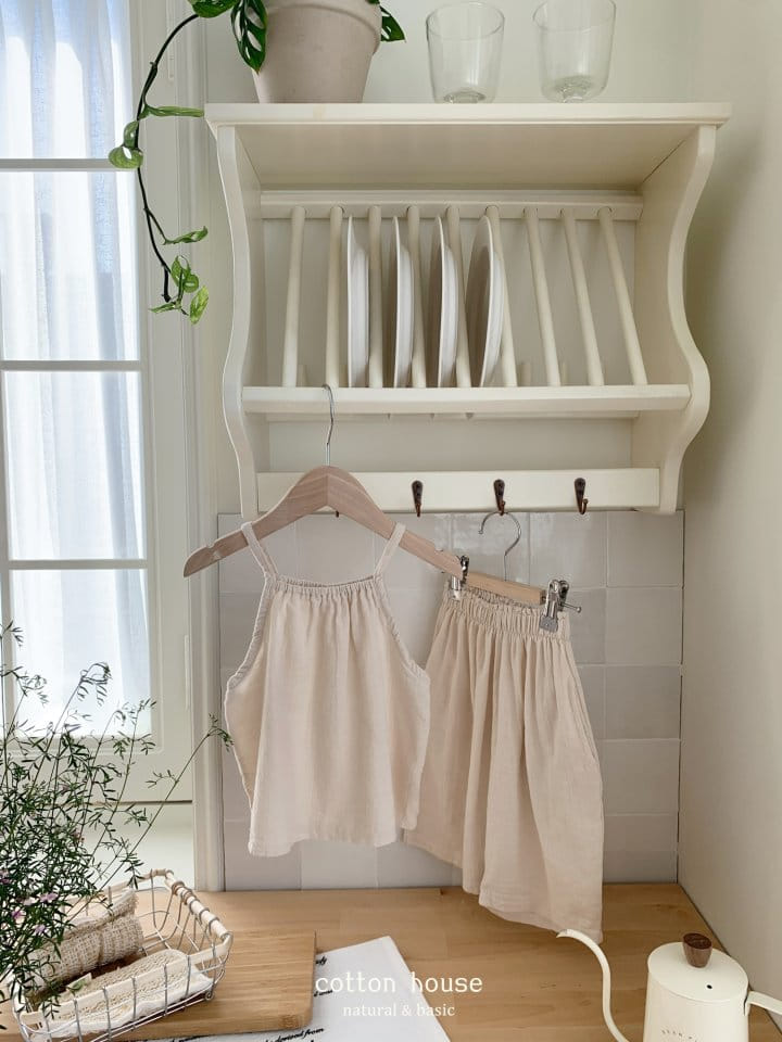 Cotton House - Korean Children Fashion - #fashionkids - String Sleeveless Top Bottom Set - 11