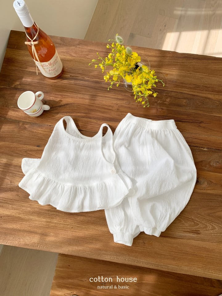 Cotton House - Korean Children Fashion - #kidsstore - Frill Sleeveless Top Bottom Set - 6