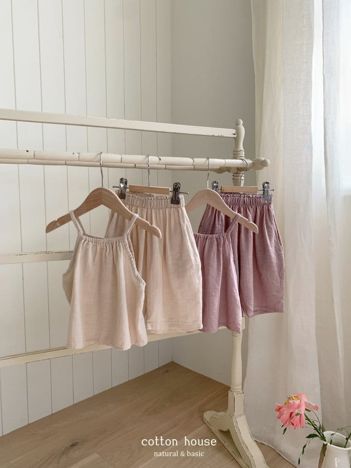 Cotton House - Korean Children Fashion - #magicofchildhood - String Sleeveless Top Bottom Set - 3