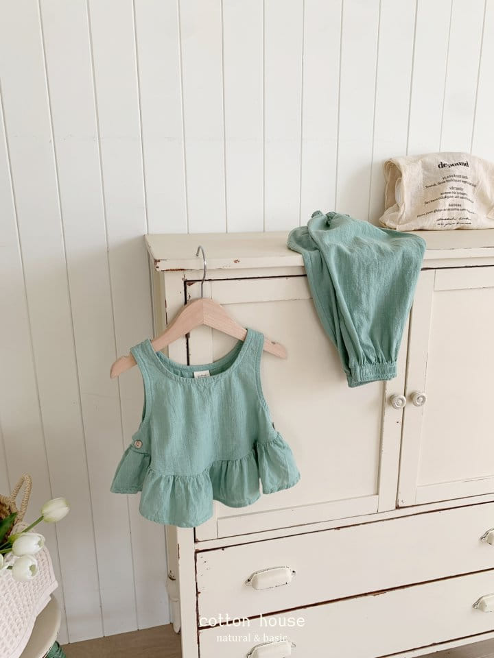 Cotton House - Korean Children Fashion - #magicofchildhood - Frill Sleeveless Top Bottom Set - 10
