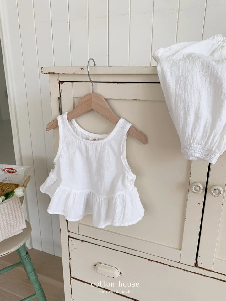 Cotton House - Korean Children Fashion - #minifashionista - Frill Sleeveless Top Bottom Set - 11