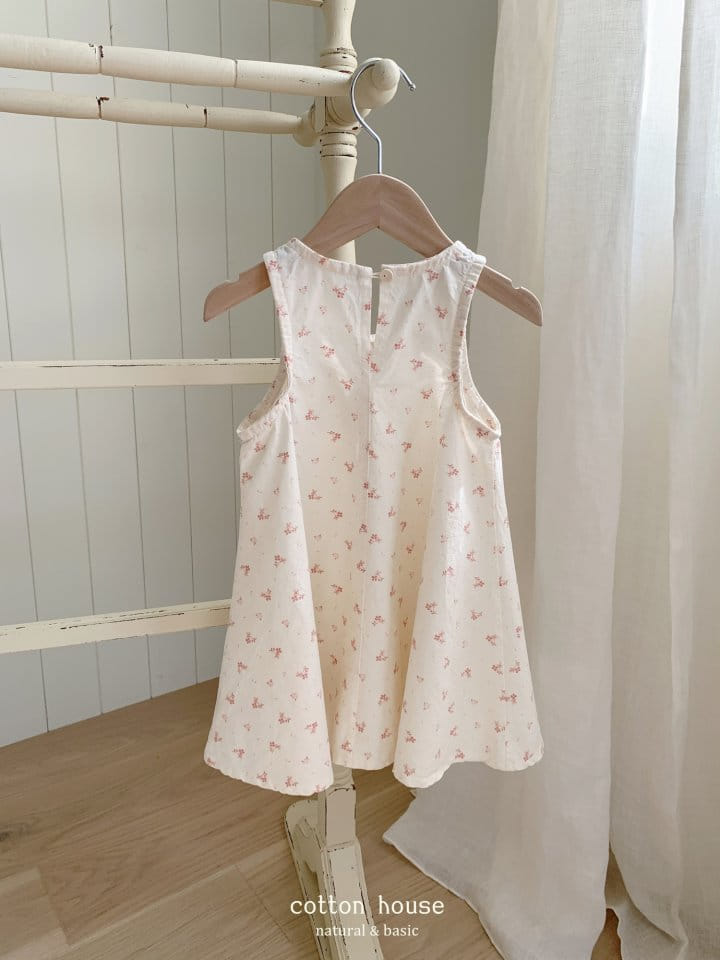Cotton House - Korean Children Fashion - #minifashionista - Kale Flower Sleeveless One-Piece - 7