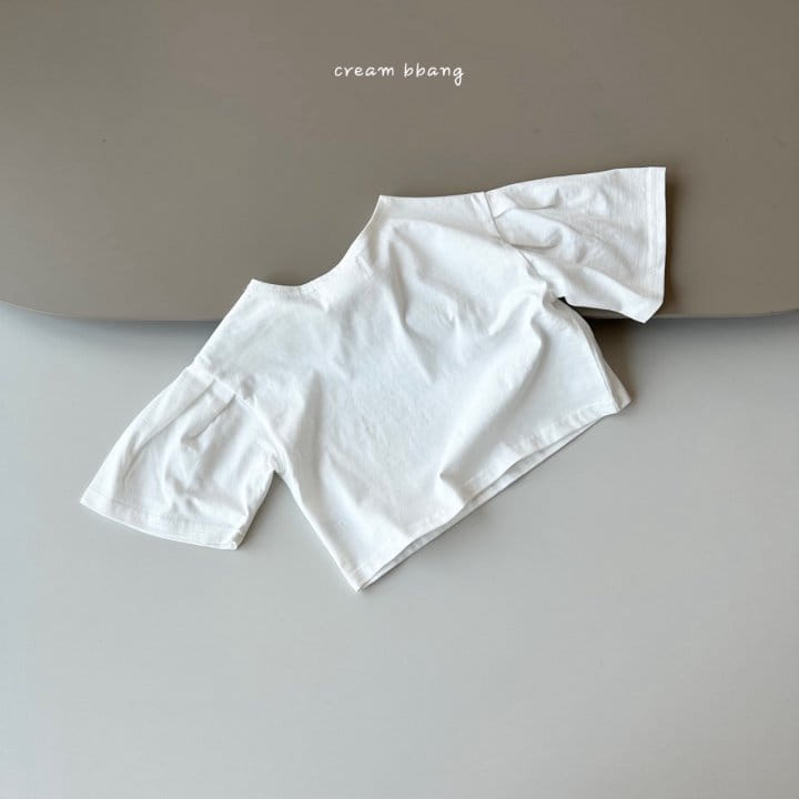 Cream Bbang - Korean Children Fashion - #minifashionista - Sleeve Wrinkle Crop Tee - 3