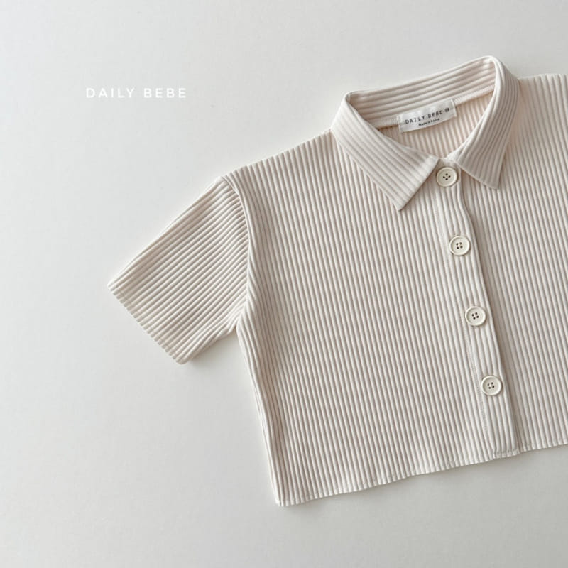 Daily Bebe - Korean Children Fashion - #Kfashion4kids - Collar Pleats Top Bottom Set - 3