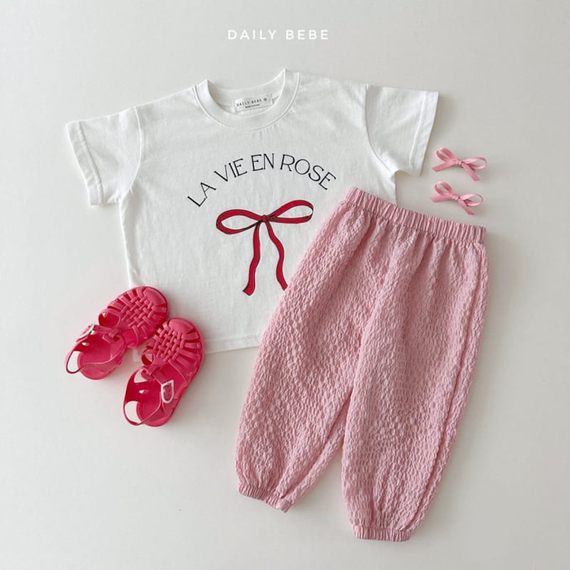 Daily Bebe - Korean Children Fashion - #kidsshorts - Lavien Ribbon Tee - 4