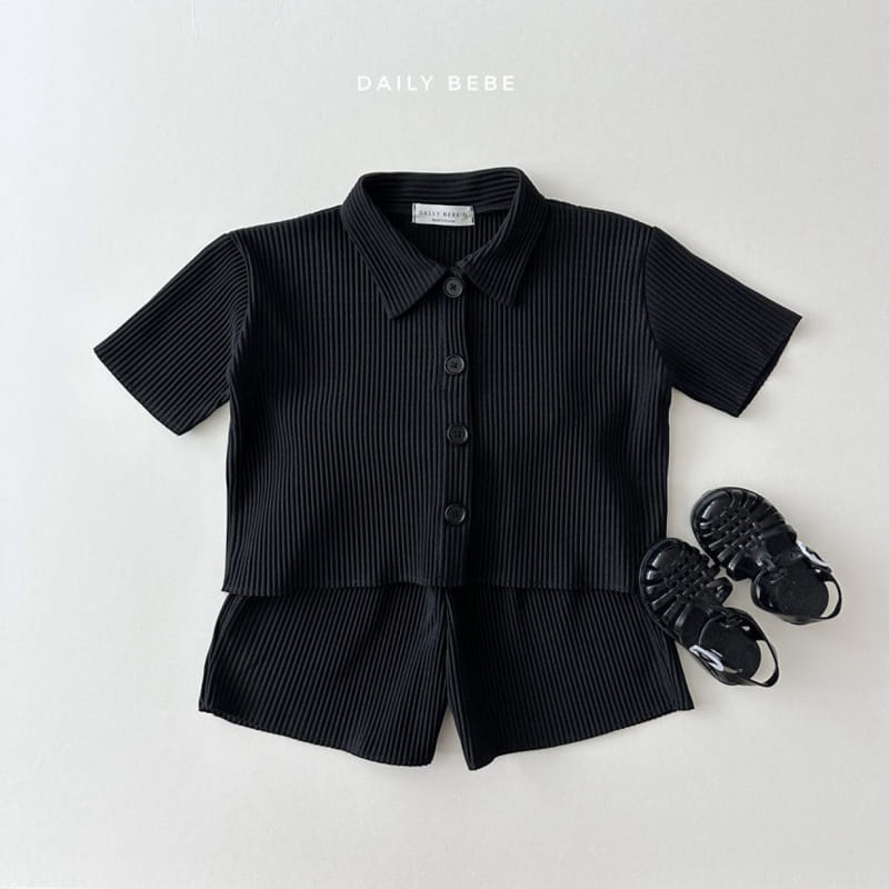 Daily Bebe - Korean Children Fashion - #prettylittlegirls - Collar Pleats Top Bottom Set - 7