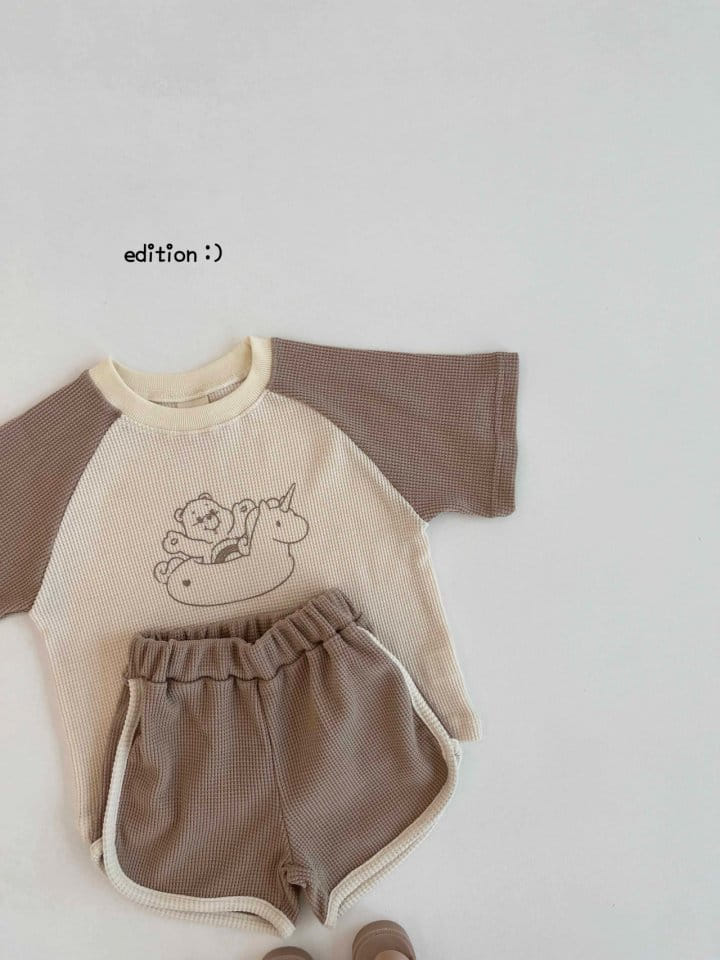 Edition - Korean Children Fashion - #Kfashion4kids - Waffle Bear Top Bottom Set - 7