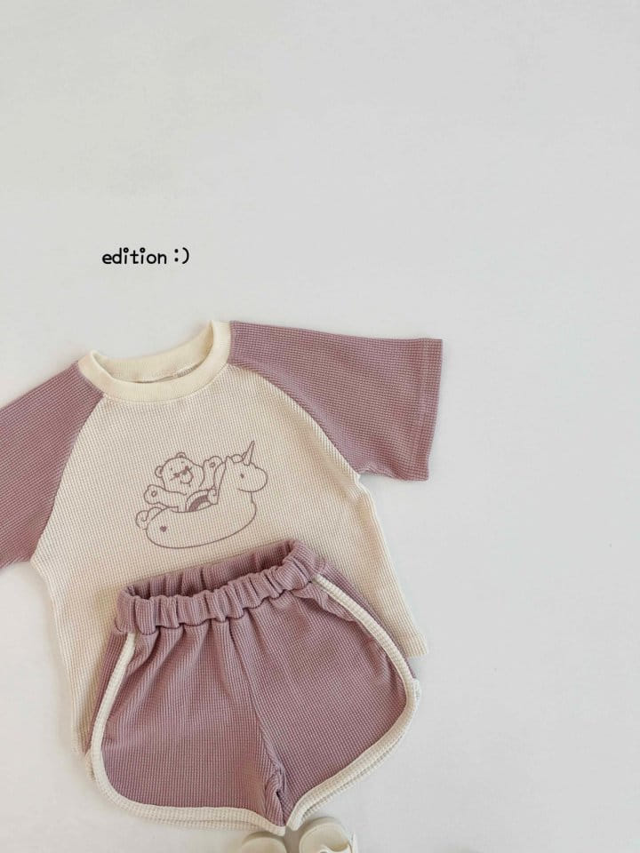 Edition - Korean Children Fashion - #fashionkids - Waffle Bear Top Bottom Set - 3