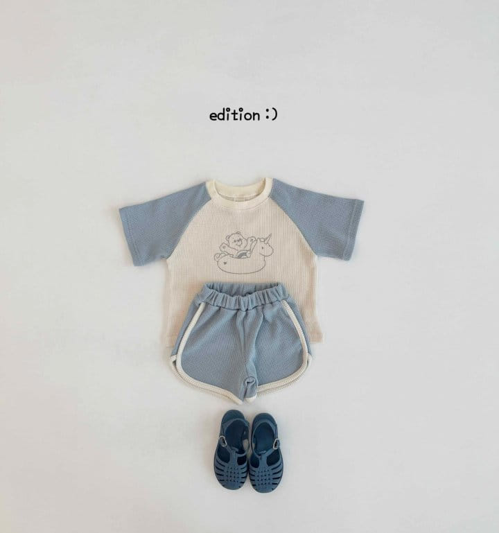 Edition - Korean Children Fashion - #fashionkids - Waffle Bear Top Bottom Set - 4