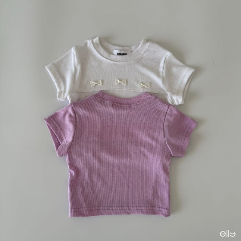 Ellymolly - Korean Children Fashion - #littlefashionista - Rib Ribbon Tee - 4