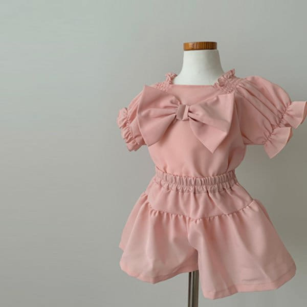 Flower J - Korean Children Fashion - #kidzfashiontrend - Big Bow Top Bottom Set