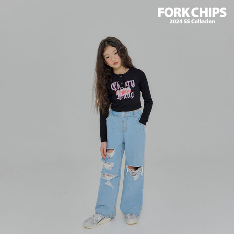 Fork Chips - Korean Children Fashion - #minifashionista - Cherry Bank Crop Tee - 3