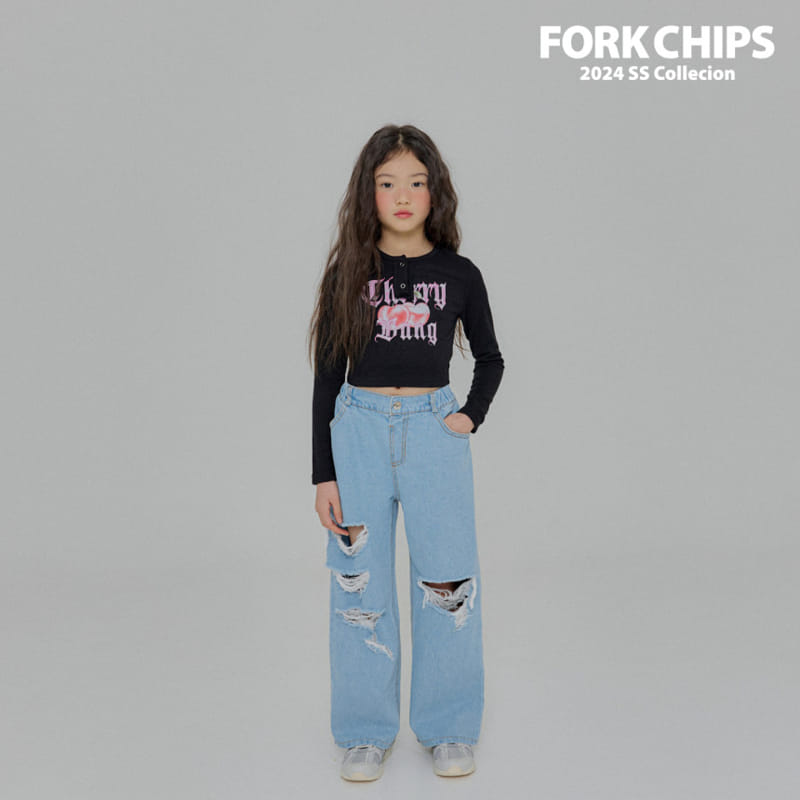 Fork Chips - Korean Children Fashion - #minifashionista - Cherry Bank Crop Tee - 4