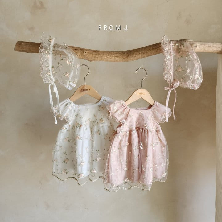 From J - Korean Baby Fashion - #babyboutique - Emily Embroidery One-Piece With Bonnet - 2