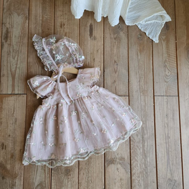 From J - Korean Baby Fashion - #babyfashion - Emily Embroidery One-Piece With Bonnet - 5