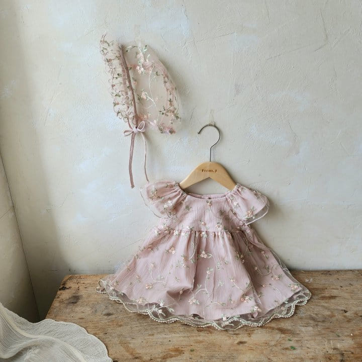 From J - Korean Baby Fashion - #babyootd - Emily Embroidery One-Piece With Bonnet - 10