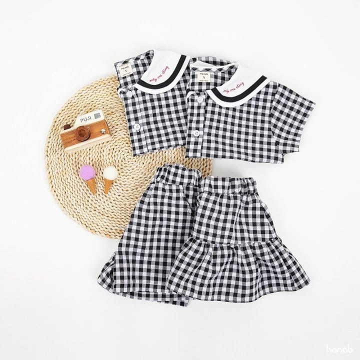 Hanab - Korean Children Fashion - #fashionkids - Sera Check Top Bottom Set - 6