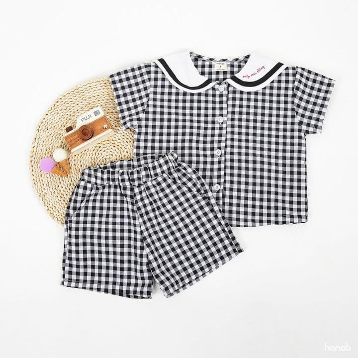 Hanab - Korean Children Fashion - #kidsshorts - Sera Check Top Bottom Set - 7