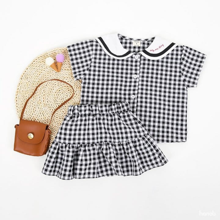Hanab - Korean Children Fashion - #kidsstore - Sera Check Top Bottom Set - 8
