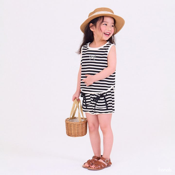 Hanab - Korean Children Fashion - #kidzfashiontrend - Ribbon ST Top Bottom Set - 2