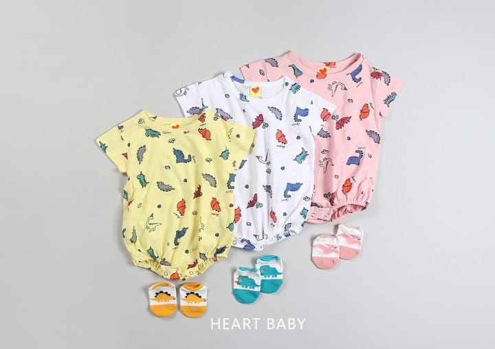 Heart Baby - Korean Baby Fashion - #babyoninstagram - Dino Short Sleeve Body Suit