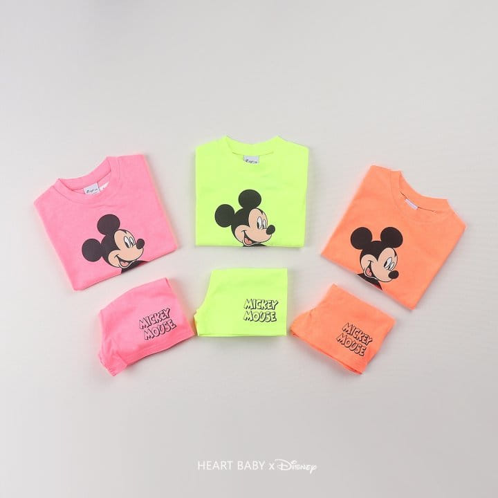 Heart Baby - Korean Children Fashion - #childofig - Neon M Short Sleeve Top Bottom Set
